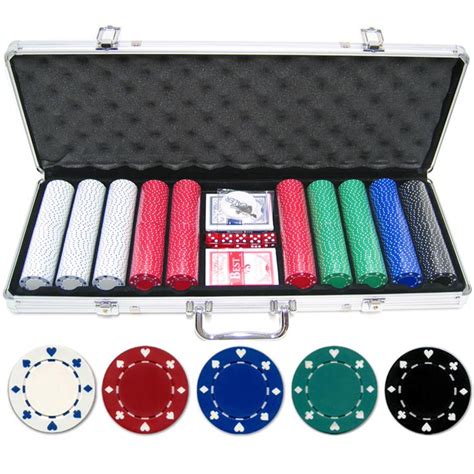 500 piece poker chip set 59 Texas Holdem Poker 500 Chips Set Case One Deck Cards Dealer Button (170323) £29